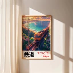 Retro Japanese Landscape Canvas Printing Asian Art Railway Wall Art Poster Modern Living Room Bedroom Bathroom Home Decor