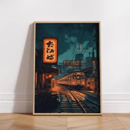 Retro Japanese Landscape Canvas Printing Asian Art Railway Wall Art Poster Modern Living Room Bedroom Bathroom Home Decor