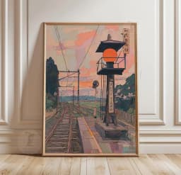 Retro Japanese Landscape Canvas Printing Asian Art Railway Wall Art Poster Modern Living Room Bedroom Bathroom Home Decor
