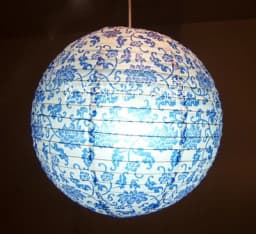 1pc 40cm 16" Plum Blossom Blue Porcelain Bamboo Printed Chinese Round Paper Lantern Wedding Xmas Party Decor Hanging Paper Ball