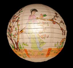 1pc 40cm 16" Plum Blossom Blue Porcelain Bamboo Printed Chinese Round Paper Lantern Wedding Xmas Party Decor Hanging Paper Ball