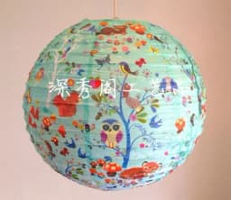 1pc 40cm 16" Plum Blossom Blue Porcelain Bamboo Printed Chinese Round Paper Lantern Wedding Xmas Party Decor Hanging Paper Ball