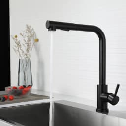 Kitchen Pull-Out Faucet 304 Stainless Steel Hot and Cold Faucet Black Sink Faucet with Two Levels of Water Outlet