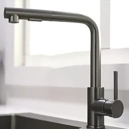 Kitchen Pull-Out Faucet 304 Stainless Steel Hot and Cold Faucet Black Sink Faucet with Two Levels of Water Outlet