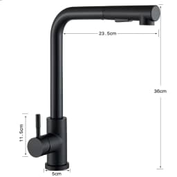 Kitchen Pull-Out Faucet 304 Stainless Steel Hot and Cold Faucet Black Sink Faucet with Two Levels of Water Outlet