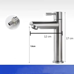 Stainless Steel Single Cold Water Tap Black Basin Fauct Silver Deck Mounted Lengthening and Raising Basin Sink Tap