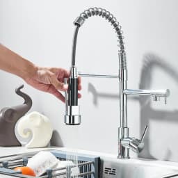 Chrome Kitchen Faucet Pull Down Kitchen Sink Crane Dual Swivel Spout Kitchen Mixer Tap Hot Cold Water Mixer Tap Deck Installatio