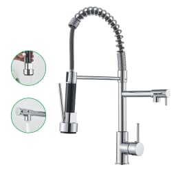 Chrome Kitchen Faucet Pull Down Kitchen Sink Crane Dual Swivel Spout Kitchen Mixer Tap Hot Cold Water Mixer Tap Deck Installatio