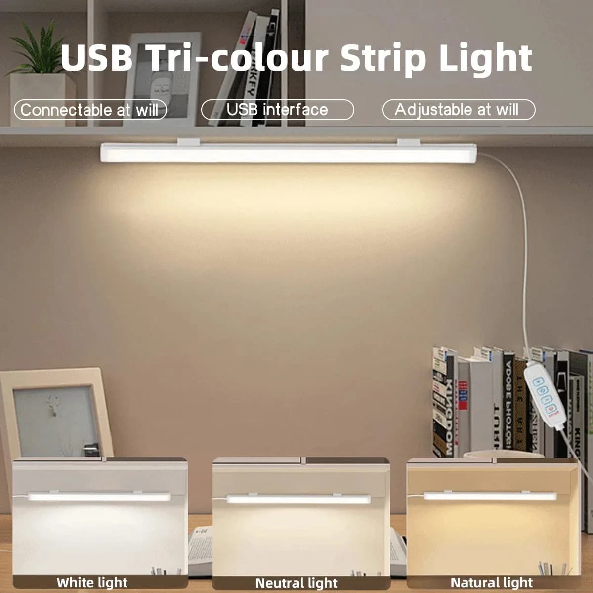 LED Light Under Cabinet Lights 5V2A USB Plug 3Colors Dimmable Magnetic LED Night Light Kitchen Bedroom Lighting 30/40/50cm Nigh