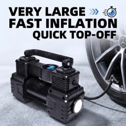 Tire Inflator Portable Air Compressor for Car Tires, 12V DC Auto Tire Pump with Digital Pressure Gauge, Emergency LED Light