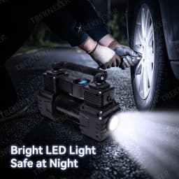 Tire Inflator Portable Air Compressor for Car Tires, 12V DC Auto Tire Pump with Digital Pressure Gauge, Emergency LED Light