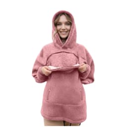 Women Portable Pet Pocket Hoodies Casual Zippered Pocket Portable Cat Friendly Sweatshirts Solid Fleece Hooded Winter Sweaters