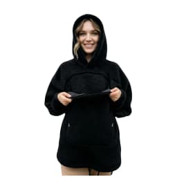 Women Portable Pet Pocket Hoodies Casual Zippered Pocket Portable Cat Friendly Sweatshirts Solid Fleece Hooded Winter Sweaters