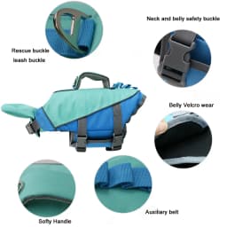 Dogs Life Jackets Pets Life Vest with Removable Neck Float Buoyancy for Cats Dog Swimming Boating Ripstop Pets Safety Swimsuit