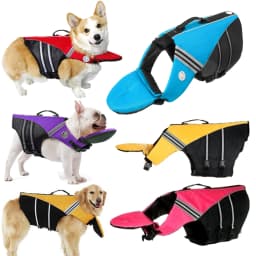 Reflective Dog Life Jacket Vest Removable Neck Float High Buoyancy Dogs Swimming Clothes, Pet Safety Swimsuit for Dog Cat
