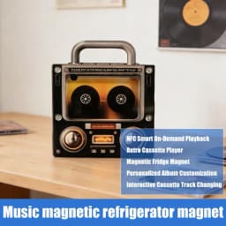 NFC Tape-Shaped Magnetic Music Fridge Magnet NFC-Activated Automatic Song Playback Acrylic Decorative Home Refrigerator Magnet