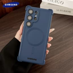 Four Corner Anti Falling Soft Magnetic Case Samsung Galaxy S25 S24 FE S23 Ultra Plus For Magsafe Wireless Charge Silicone Cover