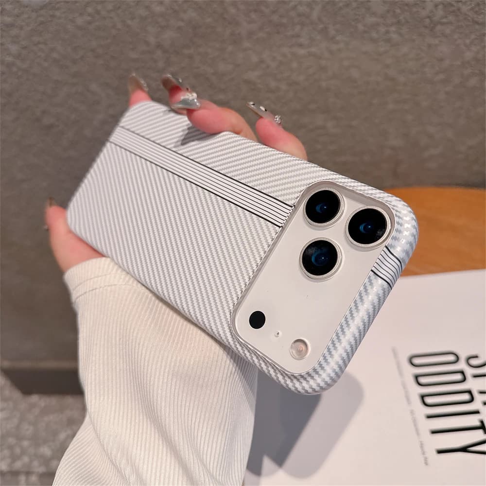 Kevlar Carbon Fibre PC Hard Case for iPhone 18 17 Air 16 Pro Max 15 14 Plus 13 12 11 Shockproof Camera Bumper Ultra Thin Cover