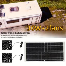 Solar Powered dual Fan Exhaust Fan 30W Waterproof Dual Exhaust Fan Air Extractor For Camping Greenhouse Kitchen Animal House RVs