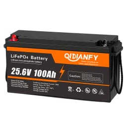 Qidianfy 24V 100Ah LiFePO4 Battery Built-in 100A BMS 2560Wh Deep Cycles Rechargeable Lithium Battery for RV Camping Home Backup Power Solar Off-Grid