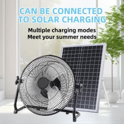 Battery Operated Solar Fan, Home or Outdoor Dual-use Portable Fan, Battery Can Running 6-12 Hours, with USB Output For Phone