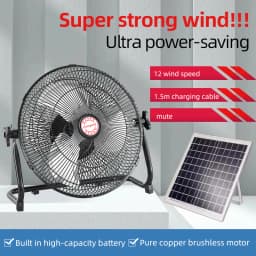 Battery Operated Solar Fan, Home or Outdoor Dual-use Portable Fan, Battery Can Running 6-12 Hours, with USB Output For Phone