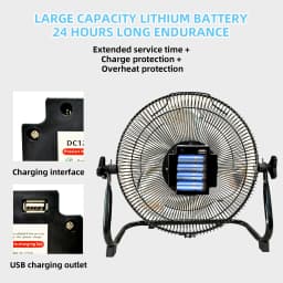 Battery Operated Solar Fan, Home or Outdoor Dual-use Portable Fan, Battery Can Running 6-12 Hours, with USB Output For Phone