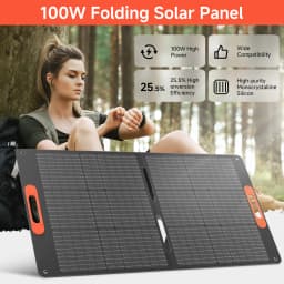 RVPOZWER 100W Rigid Monocrystalline Solar Panel Integrated Design IP68 Waterproof 25.5% High Efficiency Portable Solar Charging Panel for Power Station RV Outdoor Camping Home Off Grid Power
