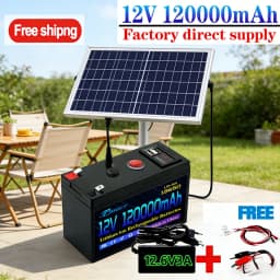 ๐2026 12V Battery 100Ah 18650 Rechargeable LiFePO4 Lithium Battery Built-in 5V 2.1A Usb Power Display Port Charger