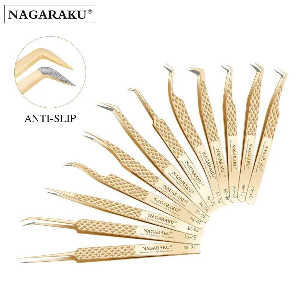 NAGARAKU Precision Fiber Tip Tweezer for Eyelash Extensions Professional Eyelash Tweezers Antistatic Straight