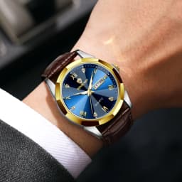 BINBOND Business Quartz Watches for Men Luxury Luminous Waterproof Precise Auto Date Week Display Men's Watch Durable Reloj