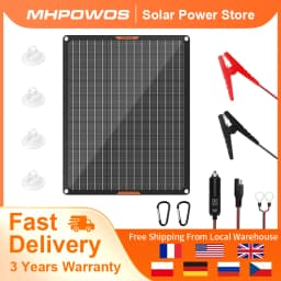 MHPOWOS Waterproof 30W 12V Solar Battery Charger & Maintainer 12 Volt Solar Panel Trickle Charging Kits for Car Boat Marine RV