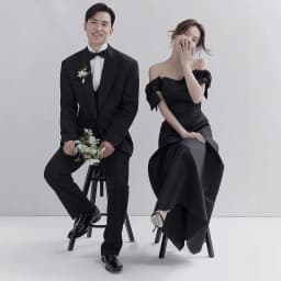 Elegant Vintage Black Satin One-Shoulder Wedding Dress for Couples Photography Studio High Waist Slim Fit Long Evening Gown