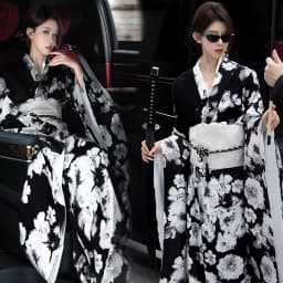 New Improved Sakura Girl Kimono Personal Fashion Sweet Cool Girl Art Photography Black Gang Princess Kimono Stage Costume