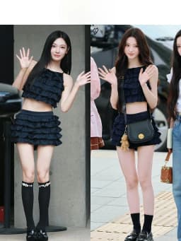 Ning Art Anna Tanaka Knot Lace Trim Top Vest Puffy Cake Short Skirt Set Women's Ethnic Costume Stage Wear