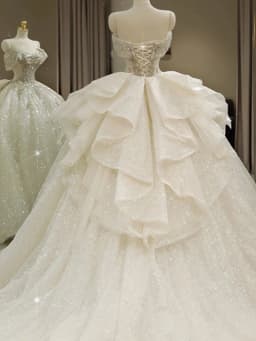 Princess Style Wedding Dress One Shoulder Fleece High Waist Ball Gown for plus Size Brides Luxury Tailed Skirt Elegant Sensation