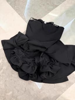 Elegant Nana37 Proportion Diamond Button Knot Tube Top Puffy Skirt Short Dress Women Polyester Fiber Casual Wear