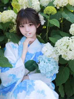 Blue Kimono Dress Traditional Japanese Style Photography Clothing Women's Fashionable Reformed Kimono Polyester Fiber