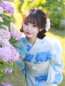 Blue Kimono Dress Traditional Japanese Style Photography Clothing Women's Fashionable Reformed Kimono Polyester Fiber