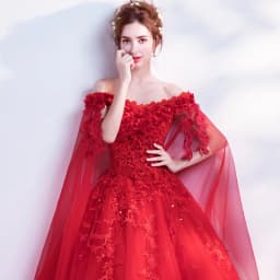 Long Wrap Red Of Shoulder Lady Girl Women Prom Dress Party Evening Dress Performance Dress Wedding Sand Bridesmaid Guest Dress