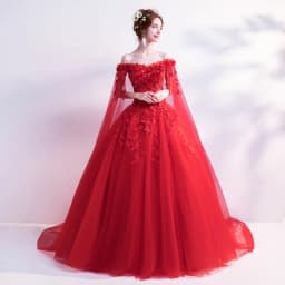 Long Wrap Red Of Shoulder Lady Girl Women Prom Dress Party Evening Dress Performance Dress Wedding Sand Bridesmaid Guest Dress