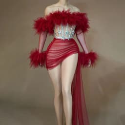 Sexy See Thru Red Prom Dresses with Sleeve Mini Length Ruffled Tulle Night Club Party Dress Spaghetti Chic Cocktail Dresses