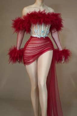 Sexy See Thru Red Prom Dresses with Sleeve Mini Length Ruffled Tulle Night Club Party Dress Spaghetti Chic Cocktail Dresses
