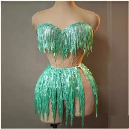 White Snowflake Pearl See Through Mesh Women Stunning Dress Party Birthday Sexy Carnival Performance Stage Costume