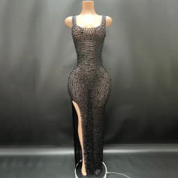 2025Luxury Sparkle Rhinestones Sexy Dress For Women Club Party Birthday Queen Sheer Mesh Elegant Maxi Dress Prom dresses
