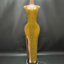 2025Luxury Sparkle Rhinestones Sexy Dress For Women Club Party Birthday Queen Sheer Mesh Elegant Maxi Dress Prom dresses