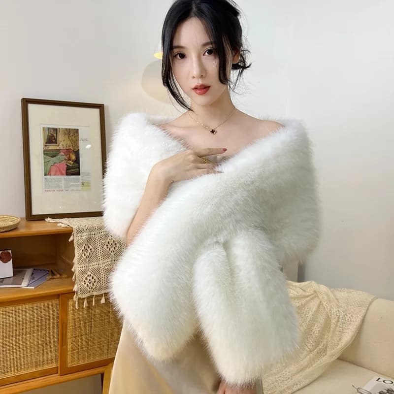 Imitation Fur Fox Fur Cheongsam Shawl Fur Collar Cape Stage Dinner Shawl Wedding Dress Party Scarf Women's Jacket