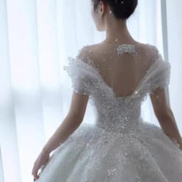 2025 Princess Sexy Luxury Crystal Beaded Wedding Dress Puff Tulle White Gown Bride Pregnant Women's High-end Gown with Trailing
