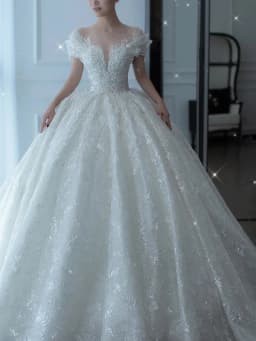 2025 Princess Sexy Luxury Crystal Beaded Wedding Dress Puff Tulle White Gown Bride Pregnant Women's High-end Gown with Trailing