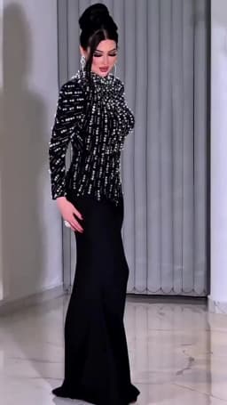 Temperament Elegant Party Diamond Pearl Long Bodycon Dress Women O Neck Long Sleeve Glitter Club Evening Black Sheath Maxi Dress